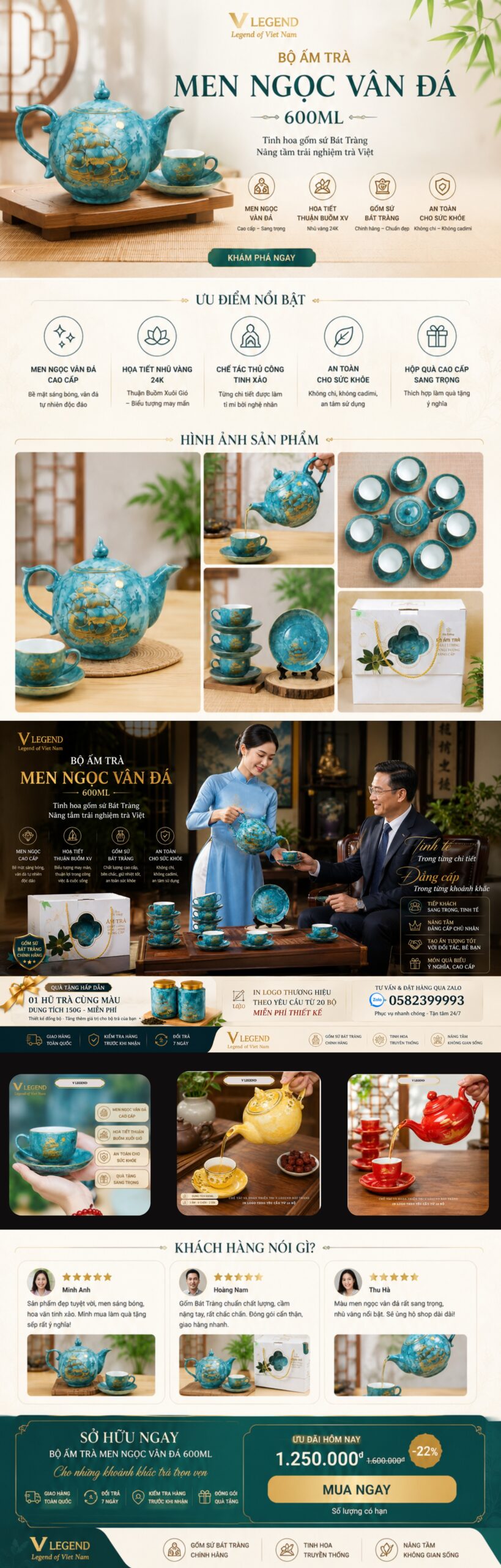 ấm trà men ngọc Bát Tràng vẽ vàng in logo trên ấm chén đĩa