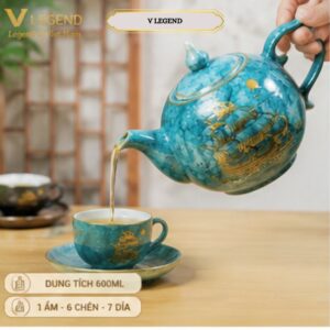 ấm chén men xanh hoả biến