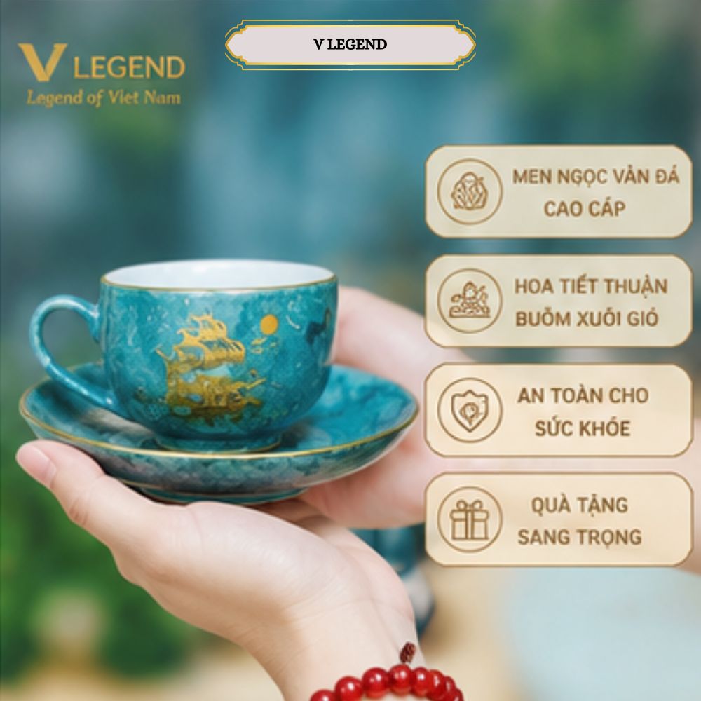 Bộ ấm chén men ngọc vân đá xanh dương dáng Quốc Hội 550ml - Ảnh 5