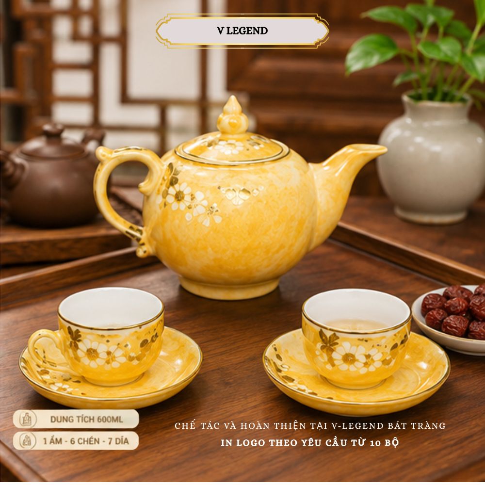 ấm chén men vàng đẹp