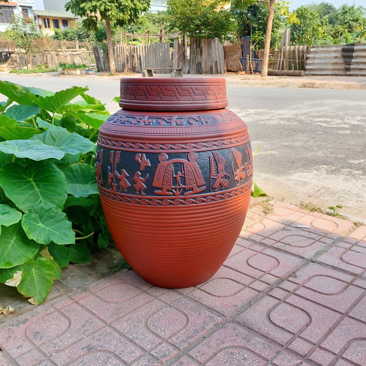 Chum sành ngâm rượu cao cấp 10 lit đến 50L hoa văn Trống Đồng - Hàng kỹ sắc nét - Ảnh 7