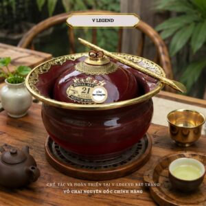 điếu bọc đồng Bát Tràng màu đỏ vỏ chai chivas