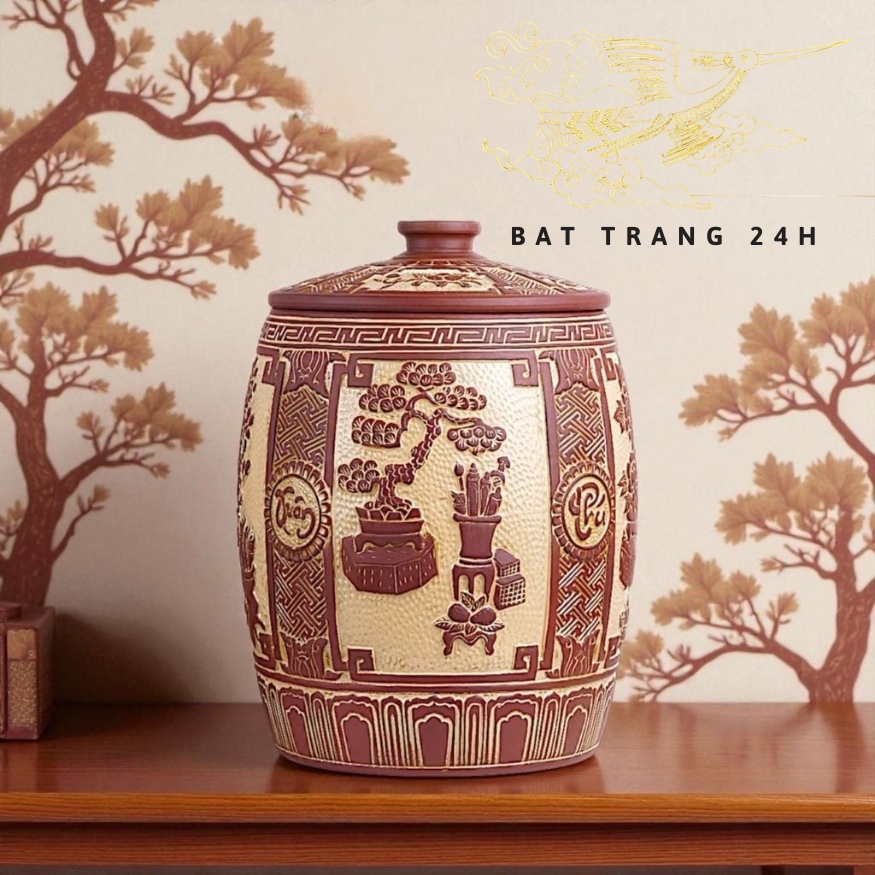 hũ gạo 15kg tứ cảnh