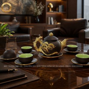 ấm chén cao cấp biếu tặng hàng Bát tràng