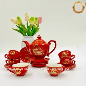 ấm chén Bát tràng in logo giá rẻ giao nhanh