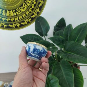 Chén bọc đồng men lam Bát Tràng