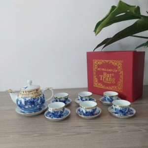 ấm chén Bát Tràng bọc đồng tinh tế