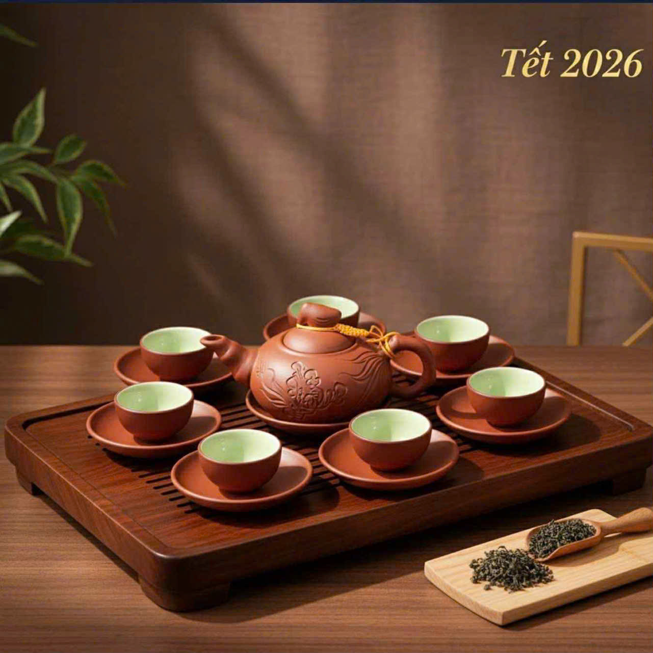 Bộ Ấm Chén Tử Sa Bát Tràng Hoa Đắp Nổi Cao Cấp - Ảnh 12