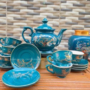 ấm chén men xanh bát tràng in logo giá rẻ