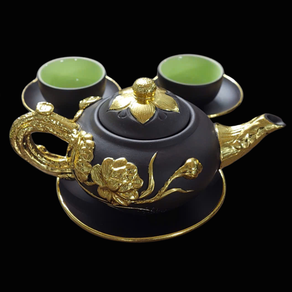 ấm sen dát vàng 280ml dùng biếu tặng sang trọng