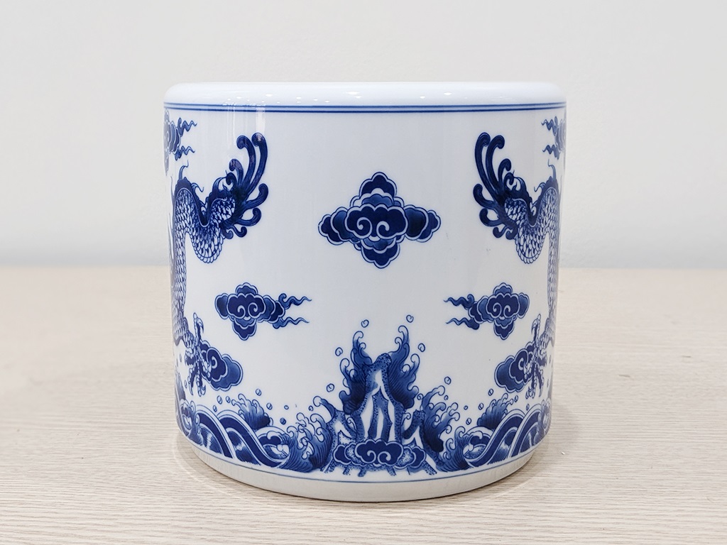 Bát hương rồng men lam Trường An 14cm