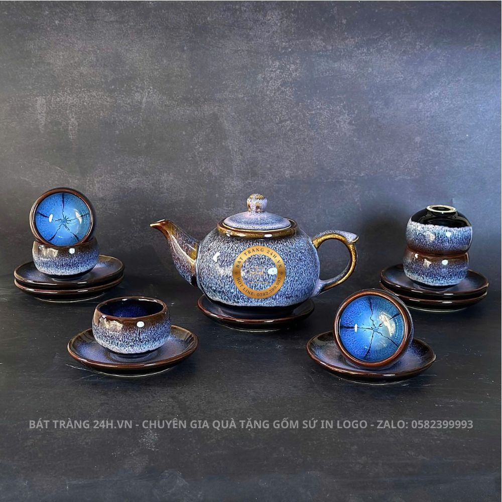 ấm chén cao cấp Bát Tràng in logo