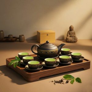 Bộ ấm chén Trống đồng Bát Tràng