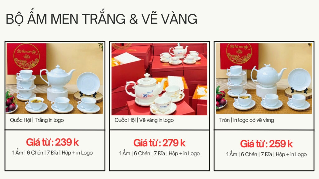 giá in logo bộ ấm chén bát tràng rẻ