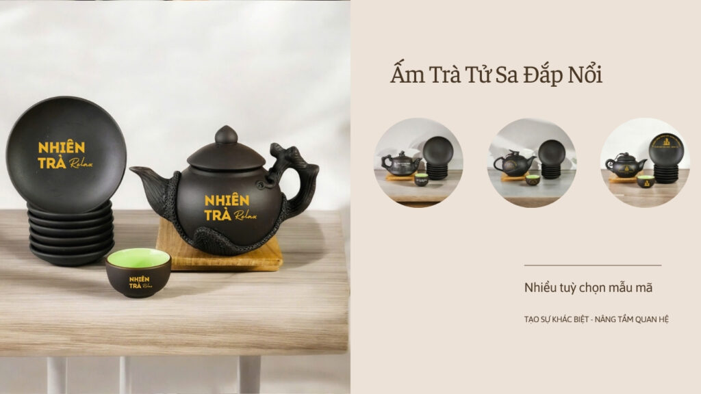 ấm bát tràng in logo ấm tử sa bát tràng