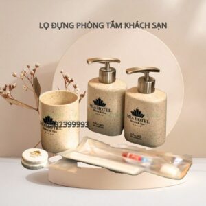 lọ sứ in logo dùng cho phòng tắm nhà hàng khách sạn resort