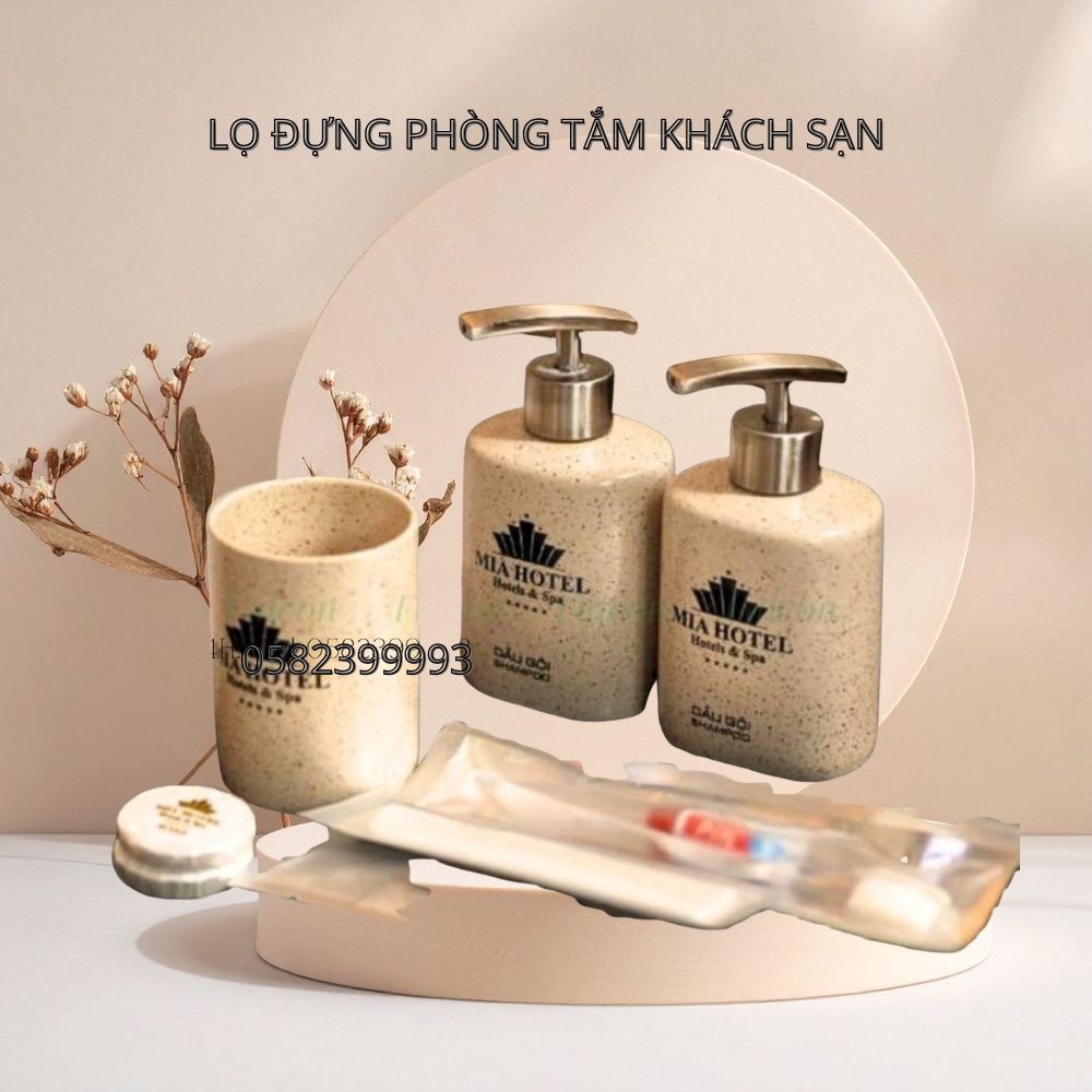 lọ sứ in logo dùng cho phòng tắm nhà hàng khách sạn resort