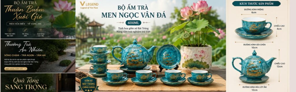 quà tặng ấm chén bát tràng in logo thương hiệu theo yêu cầu
