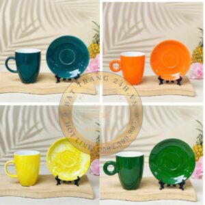 Cốc vại kèm đĩa in logo theo yêu cầu