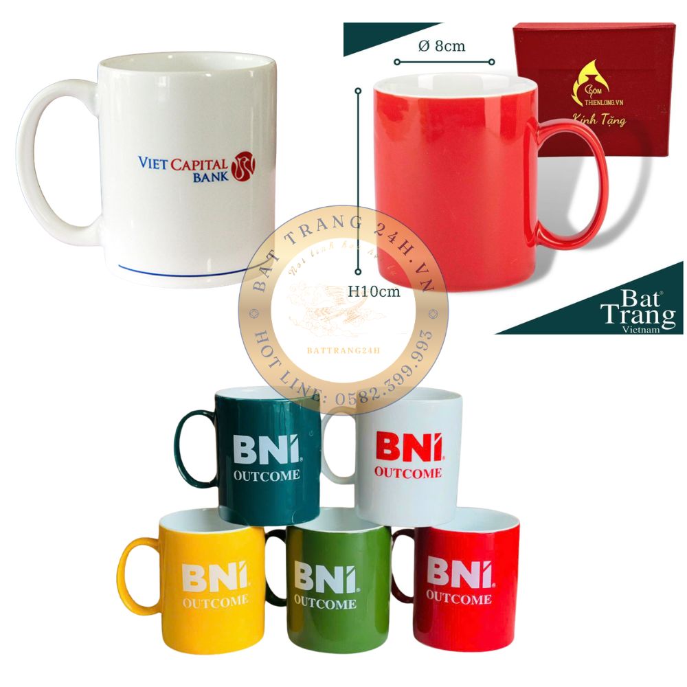 Ly cốc sứ in logo theo yêu cầu