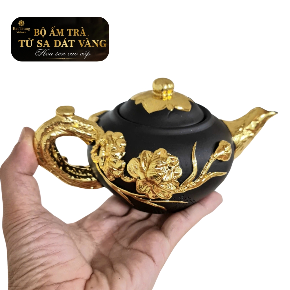 ấm tử sa cao cấp bát tràng dát vàng