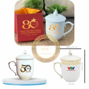 cốc chóp lửa vẽ vàng in logo theo yêu cầu