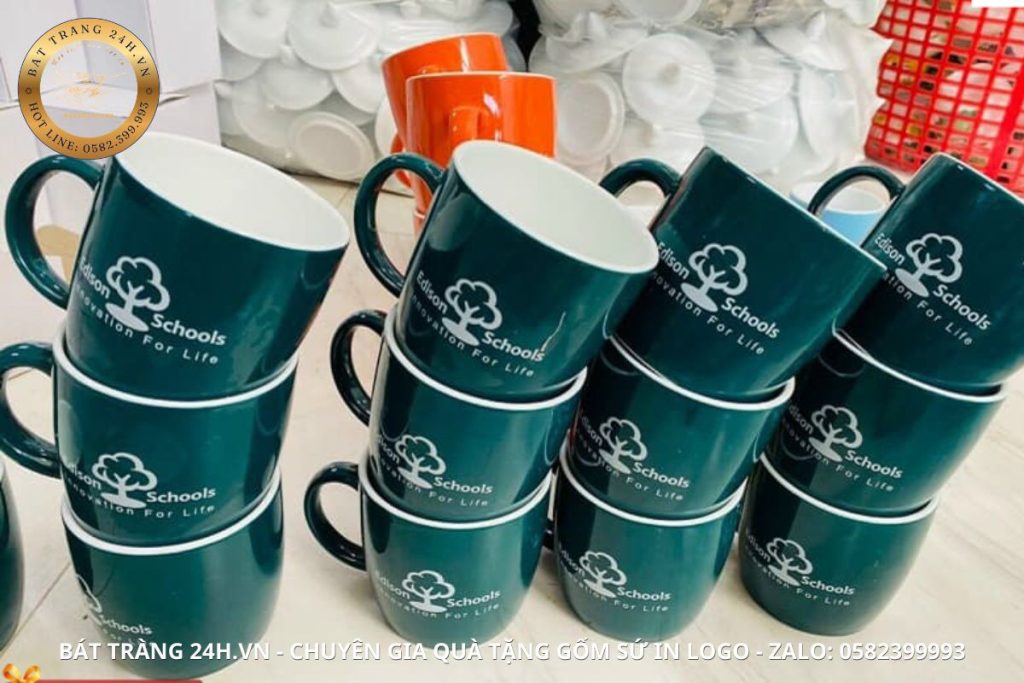 cốc sứ bát tràng in logo theo yêu cầu nhanh rẻ