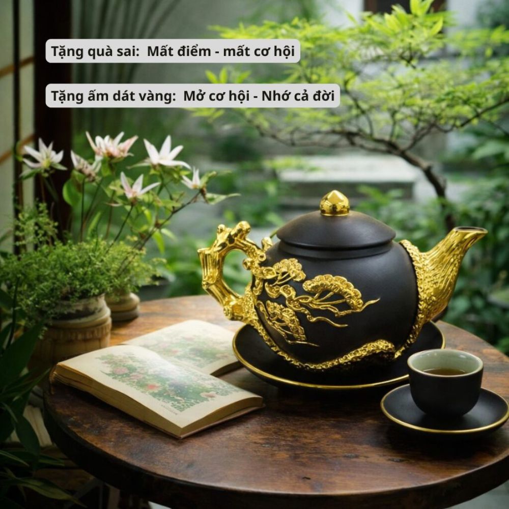 ấm dát vàng Bát Tràng quà tặng đẹp