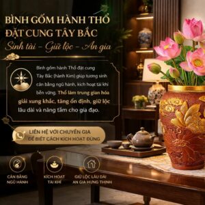 Bình hoa gốm mộc dát vàng quà tặng tân gia ý nghĩa