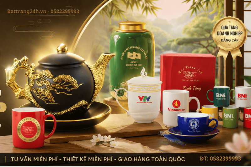 Quà tặng gốm sứ in logo doanh nghiệp chuẩn đẹp sang xịn rẻ lấy nhanh giá xưởng