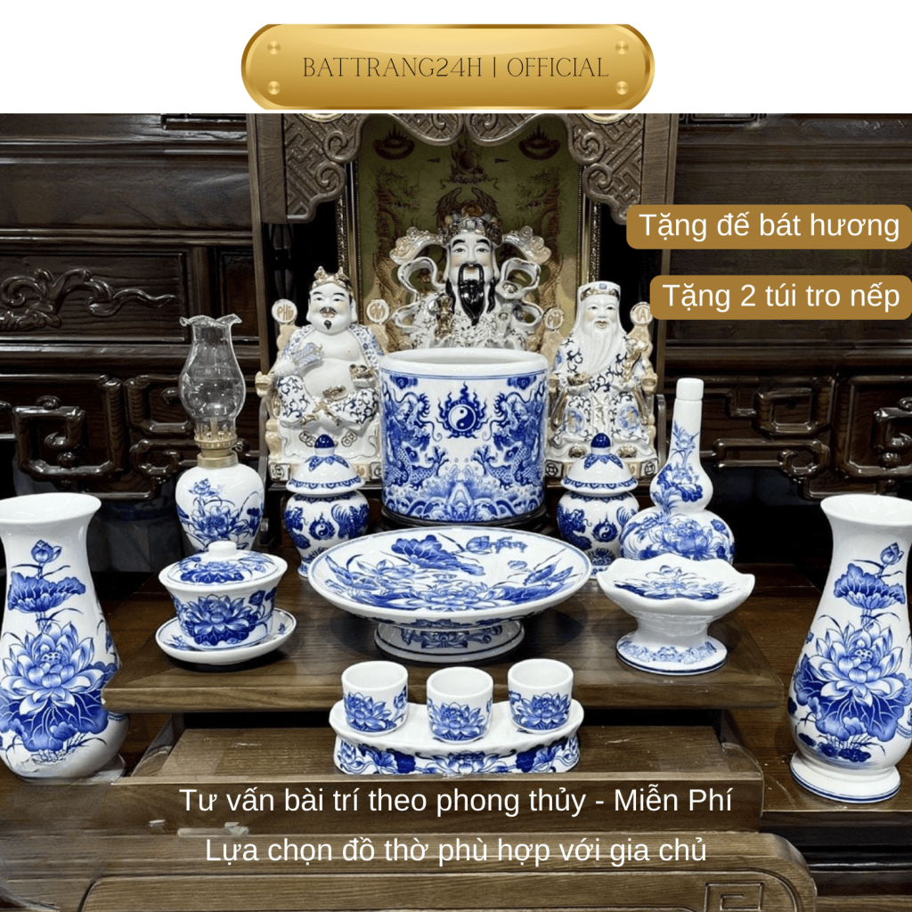bộ đồ thờ men lam