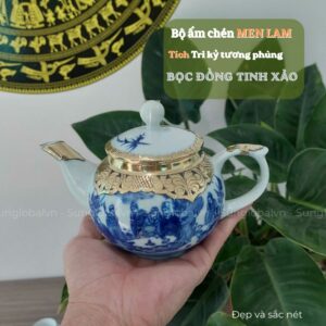 ấm trà bọc đồng in logo