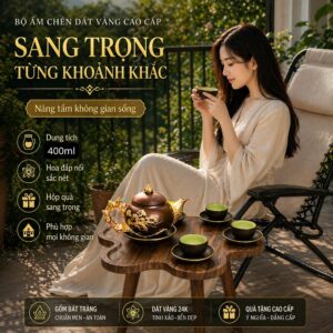 ấm trà tử sa dát vàng