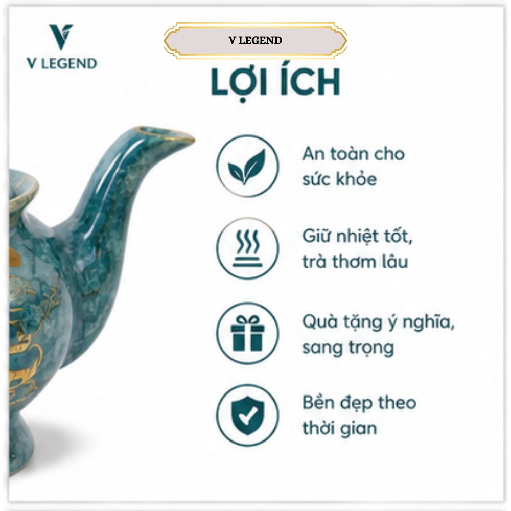 Bộ ấm chén men ngọc vân đá xanh dương dáng Quốc Hội 550ml - Ảnh 6