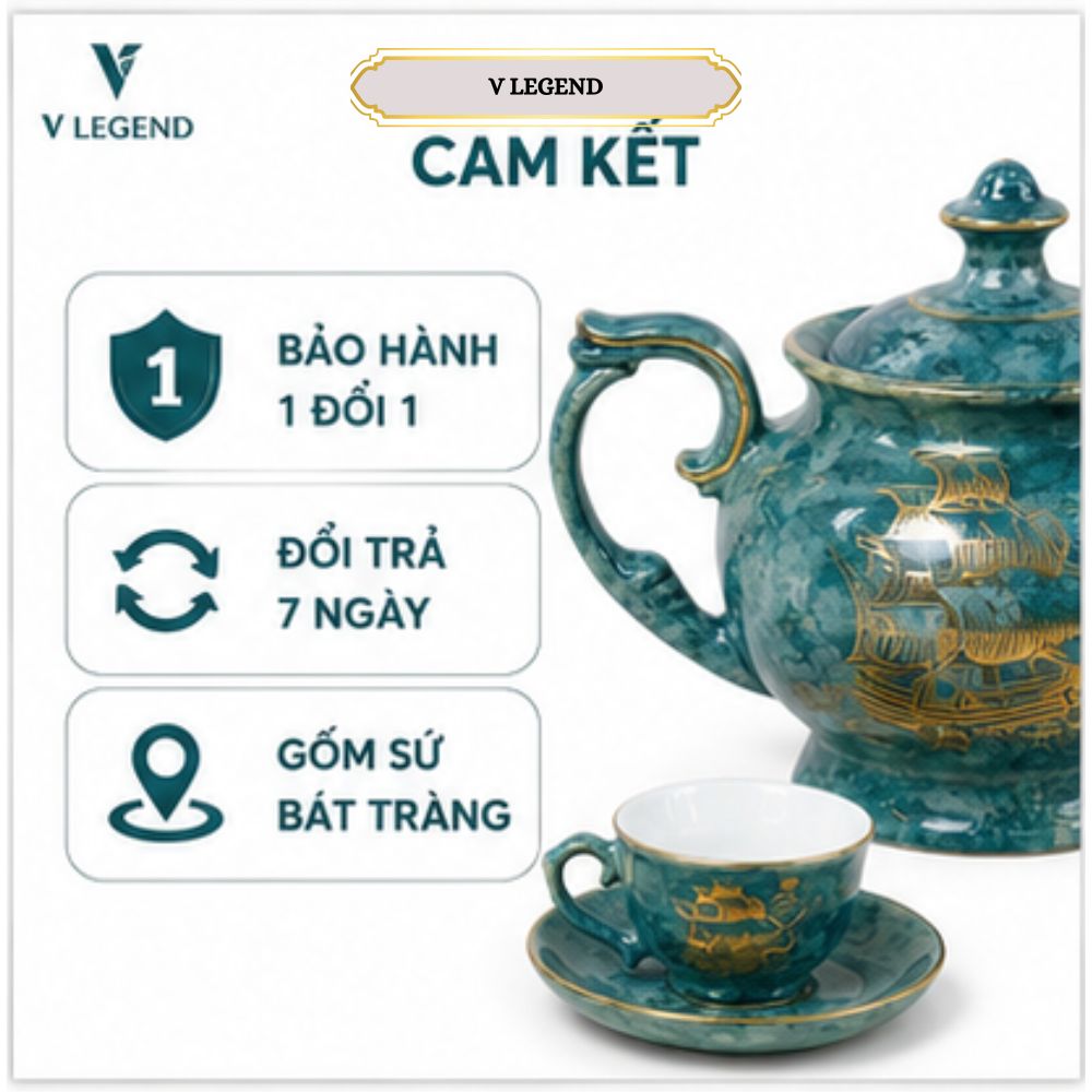 Bộ ấm chén men ngọc vân đá xanh dương dáng Quốc Hội 550ml - Ảnh 7