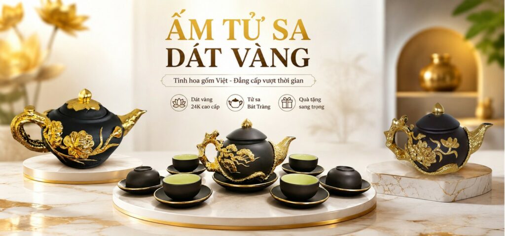 ấm chén sang trọng quà biếu tặng Bát Tràng