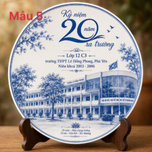 Alternative view of Đĩa lưu niệm Bát Tràng in logo theo yêu cầu – Quà tặng sự kiện cao cấp