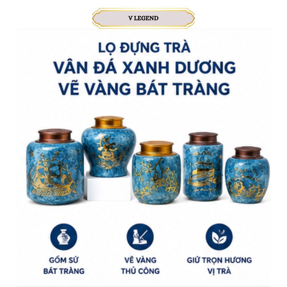 Lọ đựng trà đựng hạt đồ khô đẹp bát tràng có thể in logo theo yêu cầu làm quà biếu tặng