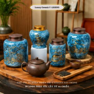 Alternative view of Lọ sứ Bát Tràng đựng Trà | Đựng hạt | Đồ khô | Bảo quản thực phẩm tốt chất men cao cấp nhiều dáng với thể tích đa dạng