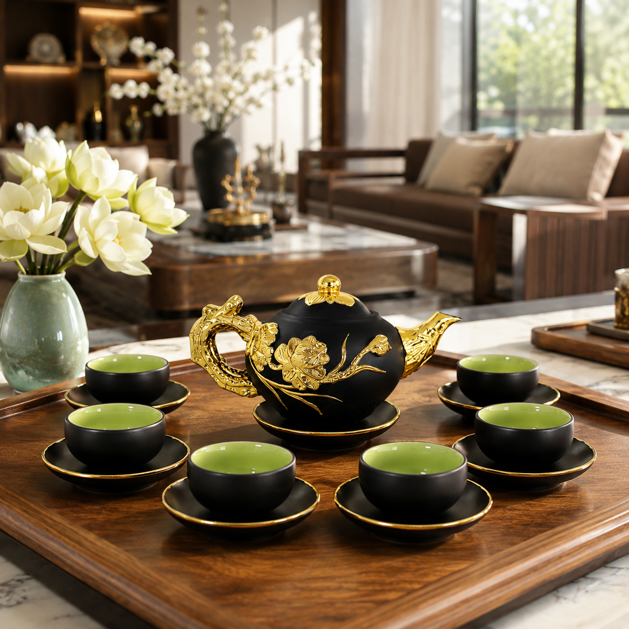 Bộ Ấm Chén Dát Vàng 24K Bát Tràng – Quà Biếu Sang Trọng cho Sếp và Đối Tác - Ảnh 13