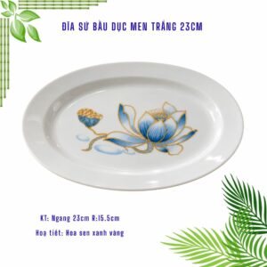 đĩa vẽ hoa sen xanh