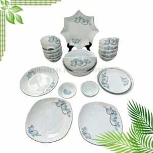 bộ bát hoa sen xanh bát tràng